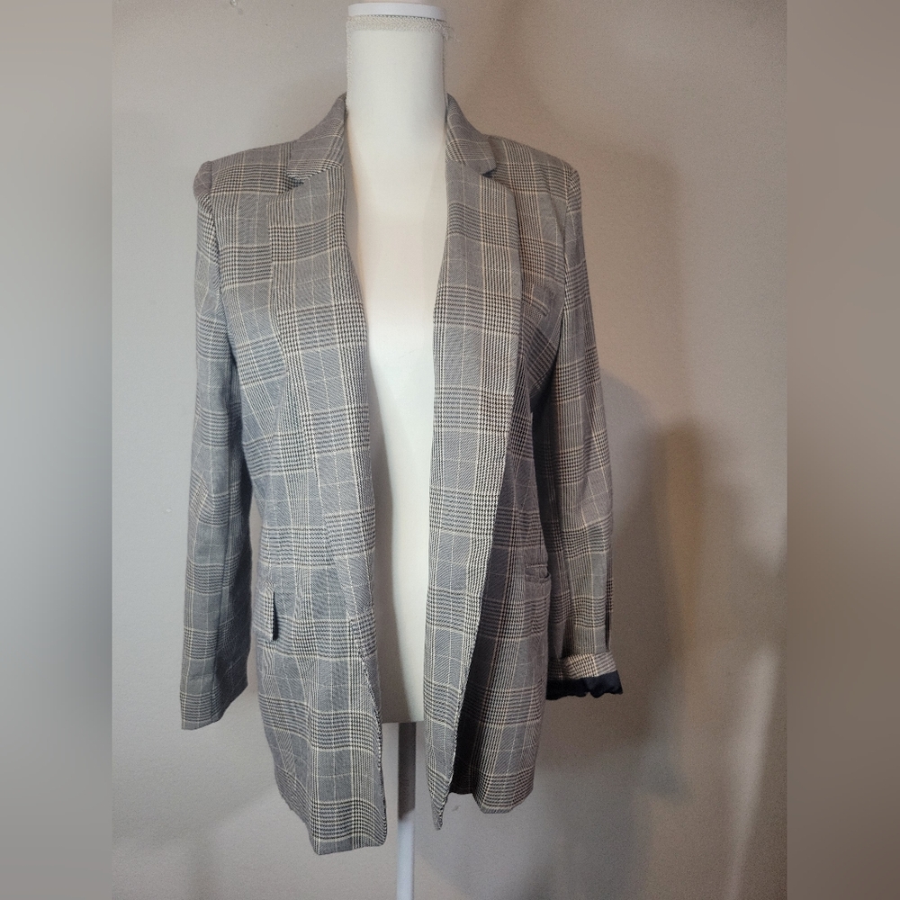 Vici Gray And White Blazer Structured Wool Blend - image 1